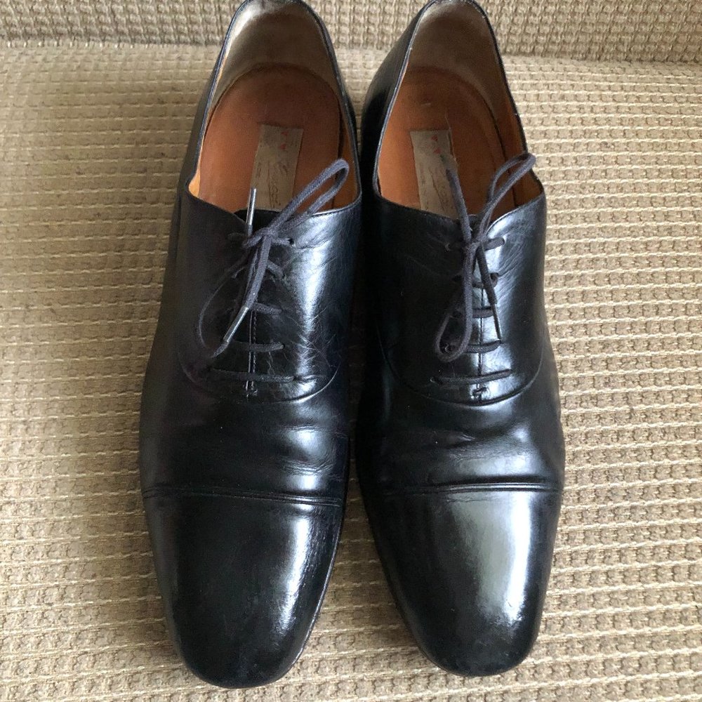 Gucci Men's Vintage  Black Leather Oxfords - Picture 3 of 15